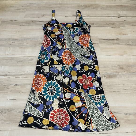 N Natori L Slip Dress Nightgown Spaghetti Adjustable Straps Floral Chrysanthemum - Picture 1 of 10